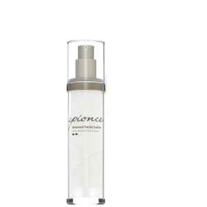 A clear plastic pump bottle labeled “Epionce Renewal Facial Lotion” stands upright on a plain white background, showcasing the sleek design of the Renewal Facial Lotion. | Blush Salon Collective - Fargo, ND