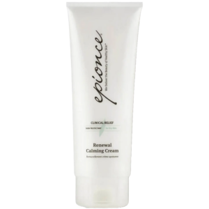 A white tube of Epionce Renewal Calming Cream, labeled as a skin protectant for dry skin, is shown standing upright against a plain white background, highlighting the soothing benefits of Renewal Calming Cream. | Blush Salon Collective - Fargo, ND