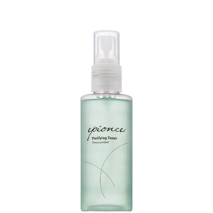 A frosted green bottle of Epionce Purifying Toner with a white spray pump is displayed on a plain white background, highlighting the clean and refreshing appeal of this purifying skincare essential. | Blush Salon Collective - Fargo, ND