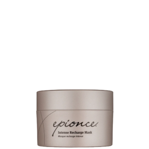 A beige jar of Epionce Intense Recharge Mask is shown against a plain white background. The product label, highlighting this powerful Intense Mask, is visible on the front of the container. | Blush Salon Collective - Fargo, ND