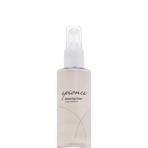 Clear plastic bottle of Epionce Balancing Toner with a spray nozzle, featuring minimalist black text and graphic lines on the front—a perfect addition to any skincare routine. | Blush Salon Collective - Fargo, ND